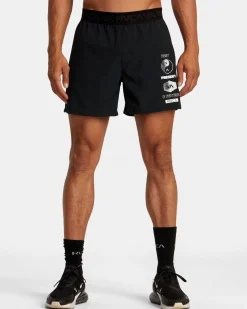 RVCA YOGGER 15" ELASTIC WAIST SHORTS Black New