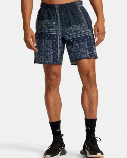 RVCA YOGGER STRETCH 17" ATHLETIC SHORTS Black Patchwork Discount