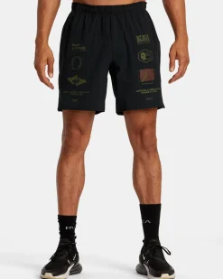 RVCA YOGGER STRETCH 17" ATHLETIC SHORTS Black Multi Sale