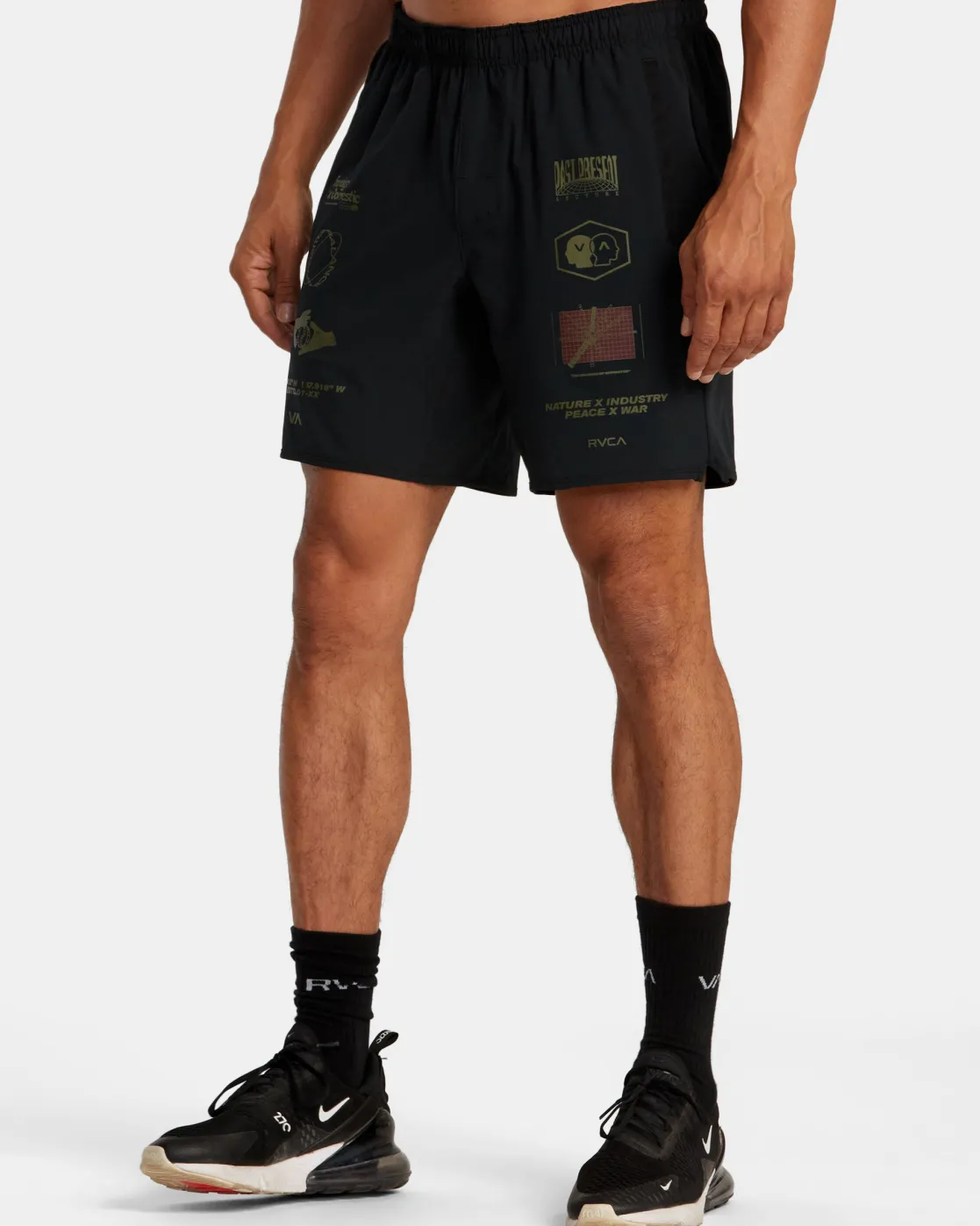 RVCA YOGGER STRETCH 17" ATHLETIC SHORTS Black Multi Sale