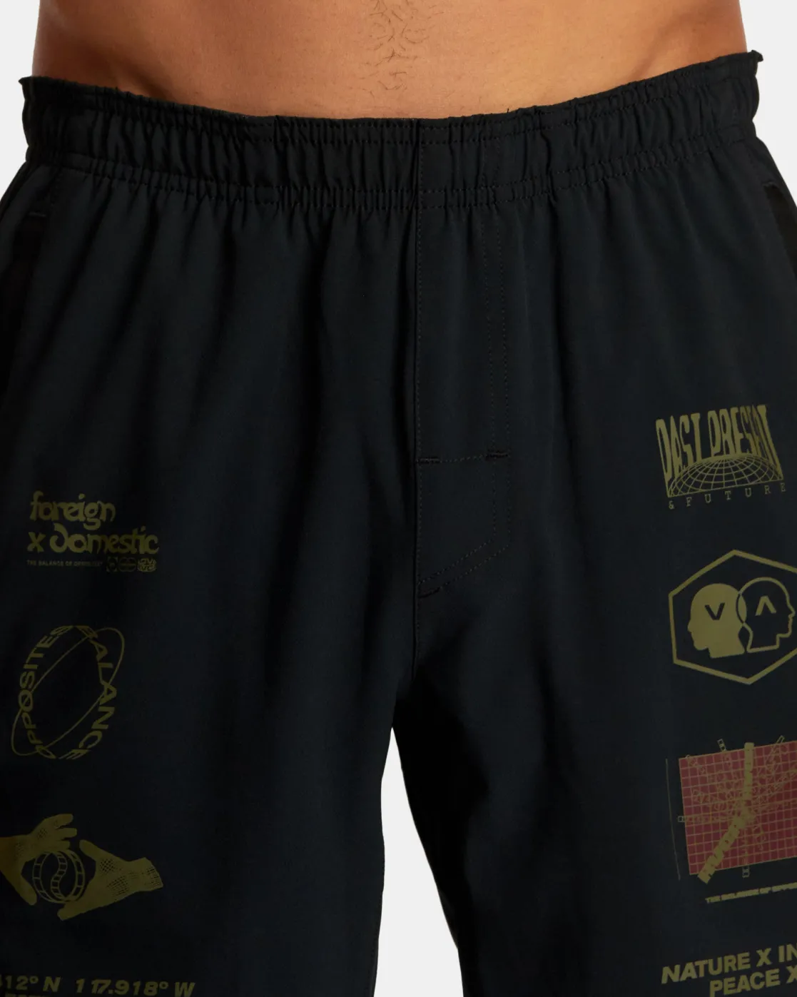 RVCA YOGGER STRETCH 17" ATHLETIC SHORTS Black Multi Sale