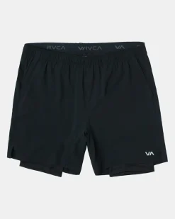 RVCA YOGGER TRAIN 2-IN-1 17" WORKOUT SHORTS Black Multi Hot