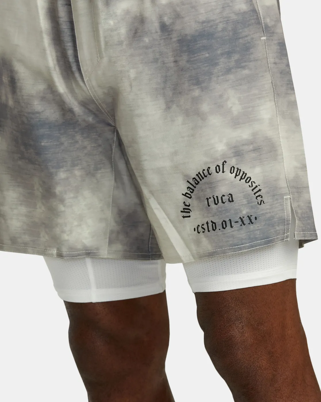 RVCA YOGGER TRAIN 2-IN-1 17" WORKOUT SHORTS Chalk Wash Outlet
