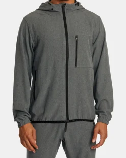 RVCA YOGGER ZIP-UP HOODED JACKET II Charcoal Heather Hot
