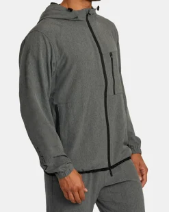 RVCA YOGGER ZIP-UP HOODED JACKET II Charcoal Heather Hot