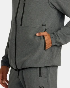 RVCA YOGGER ZIP-UP HOODED JACKET II Charcoal Heather Hot