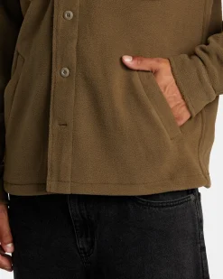 RVCA YUKON HI PILE FLEECE SHIRT JACKET Mushroom New